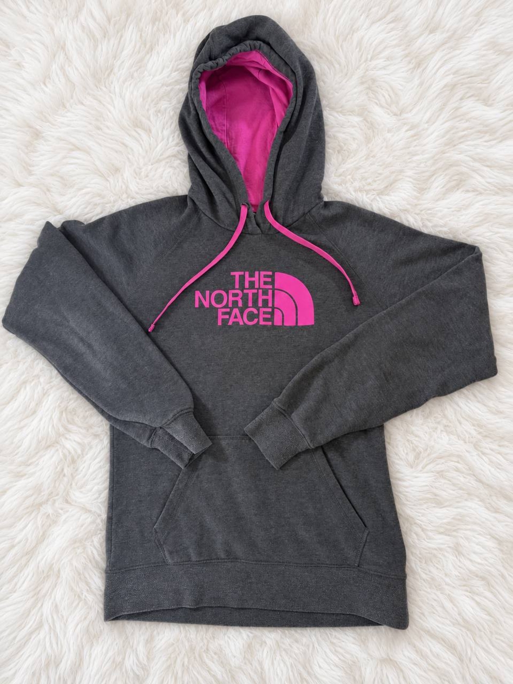 The North Face Women's Charcoal Gray & Pink Logo Hoodie